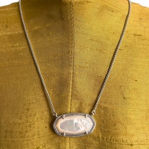 Kendra Scott White Howlite Silver Adjustable necklace EC 14”
